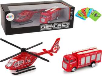 Fire Brigade Helicopter Pull Set Red