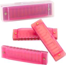 10-Hole Harmonica for Beginners, Pink Case