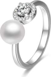Beneto Open silver ring with zircons