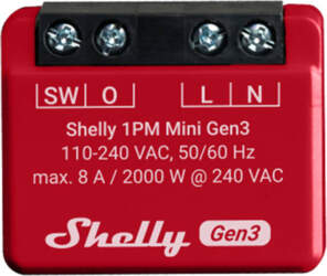 Shelly 1PM Mini Gen3 Controller, WiFi/Bluetooth