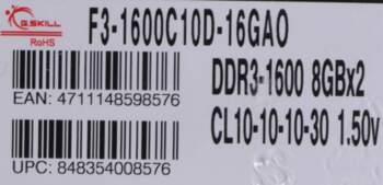 G.Skill 16GB PC3-12800 Kit memory