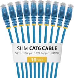 StarTech 50CM blue slim CAT6 cable