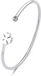 Open solid bracelet Four-leaf clover Click