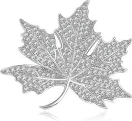 Brooch with clear crystals Maple leaf
