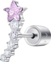 Single long earring with pink star