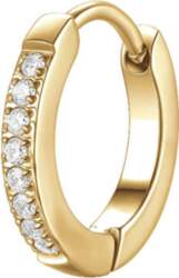 Single gold-plated earring with clear zircons