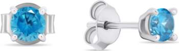 Silver stud earrings with light blue