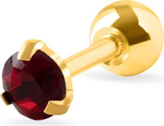Piercing earring with red crystal