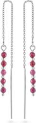 Silver chain earrings with ruby AJKNS007