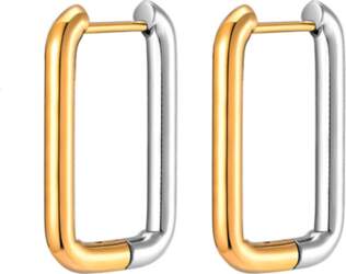 Rectangular bicolor steel earrings