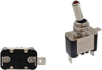 Universal Red LED Chrome Toggle Switch