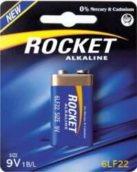 Rocket Alkaline 9V akumulators, 1 gab