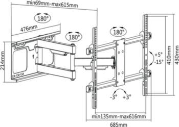 Cabletech TV bracket 37-70 " Black