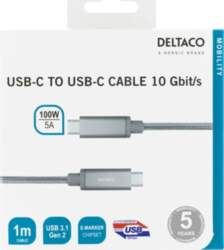 Kabel USB Deltaco USB-C pleciony SuperSpeed