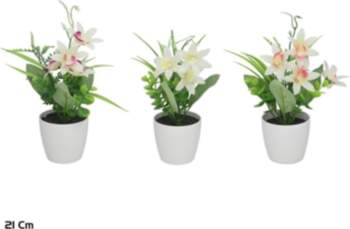 Artificial flowers cymbidium in a pot