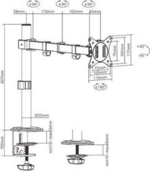 Monitora stiprinājums Gembird Adjustable Desk Display