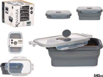 Rectangular silicone lunchbox, 540 ml, anthracite
