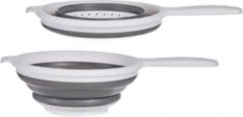 Strainer with white and grey handle