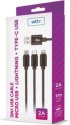 Setty 3-in-1 datu pārraides un uzlādes