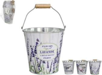 Galvanized bucket with handle, flower pot