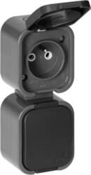 ORNO Surface-mounted double socket 2x2P+E, splash-proof