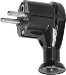 ORNO Angle plug 2P+E, Uni-Schuko, black