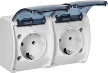 ORNO Double socket 2x2P+E Schuko AQUATIC