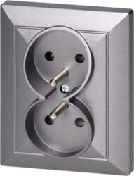 ORNO Flush-mounted double socket 2x2P+E Pearl