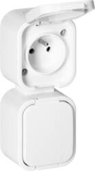 ORNO Surface-mounted double socket 2x2P+E, splash-proof
