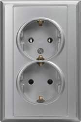 ORNO Flush-mounted double socket 2x2P+E, Schuko