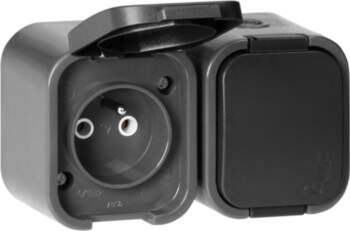 ORNO Surface-mounted double socket 2x2P+E, splash-proof