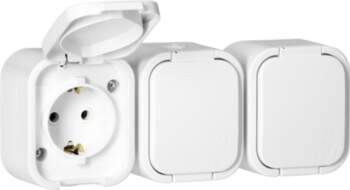 ORNO Surface-mounted triple socket 3x2P+E, Schuko