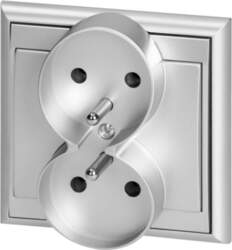 ORNO Flush-mounted double socket 2x2P+E Luna