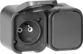 ORNO Surface-mounted double socket 2x2P+E, splash-proof