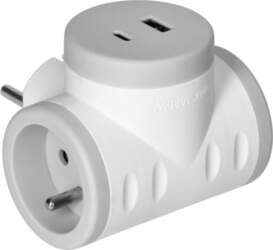 ORNO Socket splitter 2P+E with 2xUSB