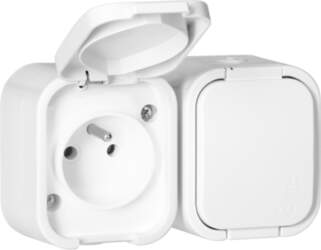 ORNO Surface-mounted double socket 2x2P+E, splash-proof