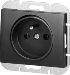 ORNO Flush-mounted single socket 2P+E Onyx