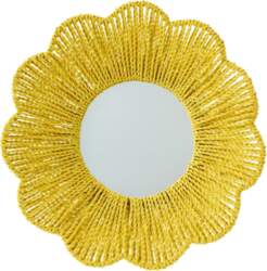 J-Line - Wall Mirror Raffia Yellow