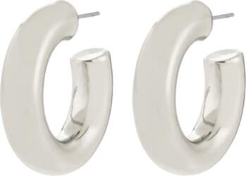 Pilgrim - Phase Large Hoops Silver-Plated