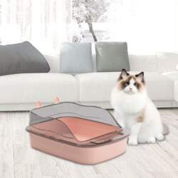 Cat Litter Box, Sturdy Plastic, Open