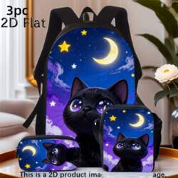 Cat Night Sky Pattern 3-Piece Backpack