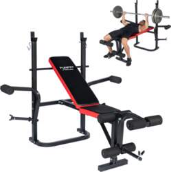 Exercise bench adjustable with barbell racks
