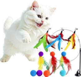 INTERACTIVE CAT TOY WIRE WITH FEATHERS