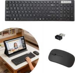 KEYBOARD MOUSE SET WIRELESS ERGONOMIC BLACK