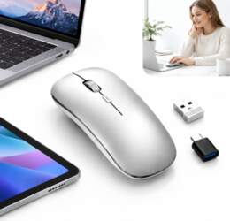 MOUSE WIRELESS BLUETOOTH MOUSE QUIET SILVER