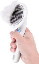 PET BRUSH WITH SELF-CLEANING BUTTON FOR