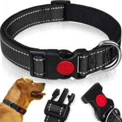 Reverse STRONG REFLECTIVE DOG COLLAR ADJUSTABLE