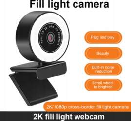 2k Webcam with Microphone Ring Light