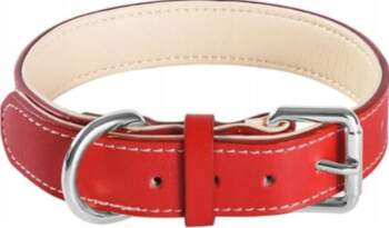 Amazon DOG COLLAR LEATHER RED ADJUSTABLE