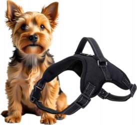 BLACK ADJUSTABLE DOG WALKING HARNESS BREATHABLE
